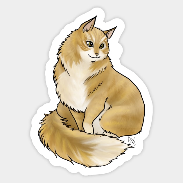 Cat - Siberian Cat - Cream Bicolor Sticker by Jen's Dogs Custom Gifts and Designs